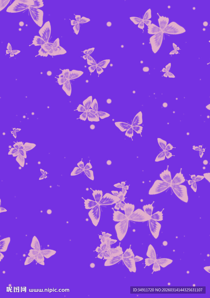 紫色背景上的纷飞蝴蝶