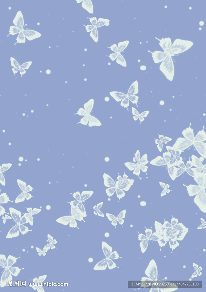 梦幻蓝底纷飞蝴蝶图案