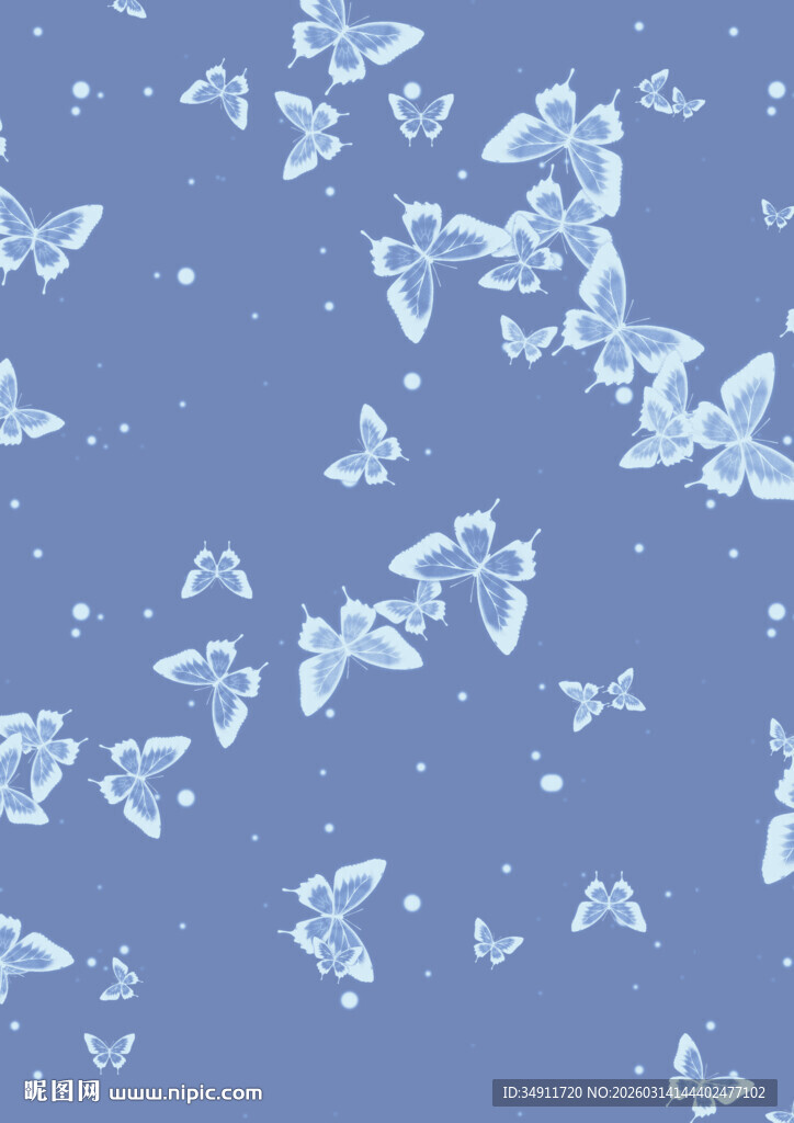 蓝色背景上的蝴蝶图案