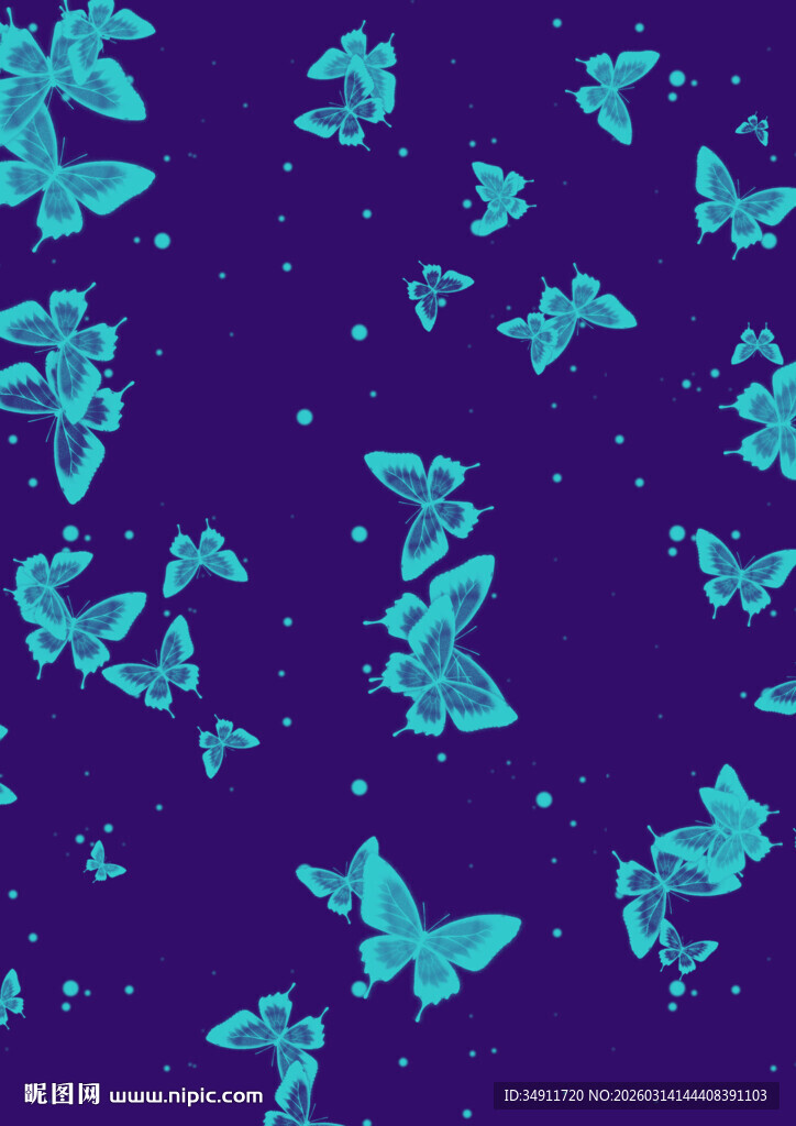 梦幻蓝紫色蝴蝶背景图案
