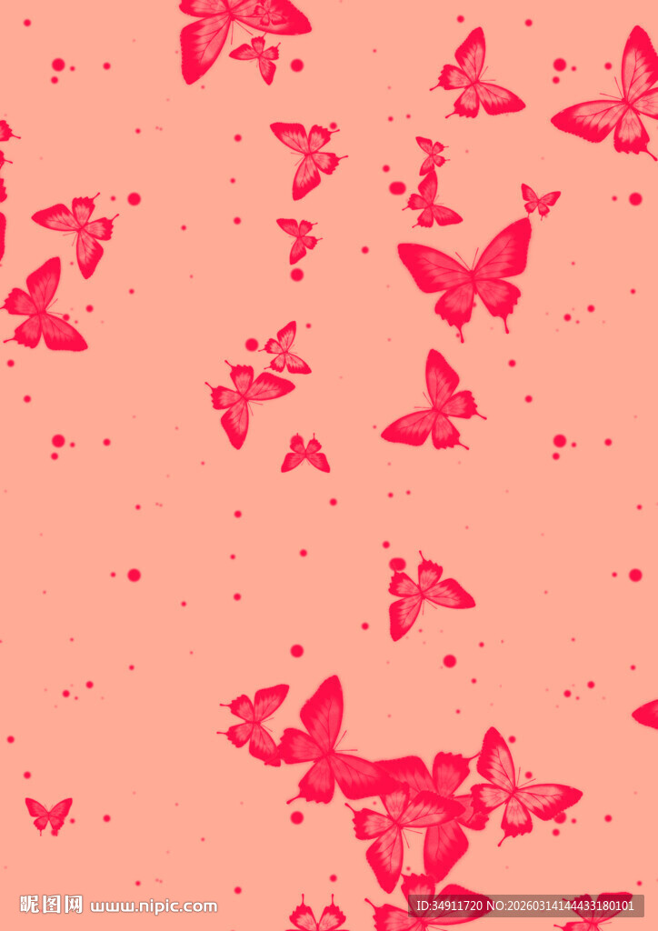 粉色背景上的缤纷蝴蝶