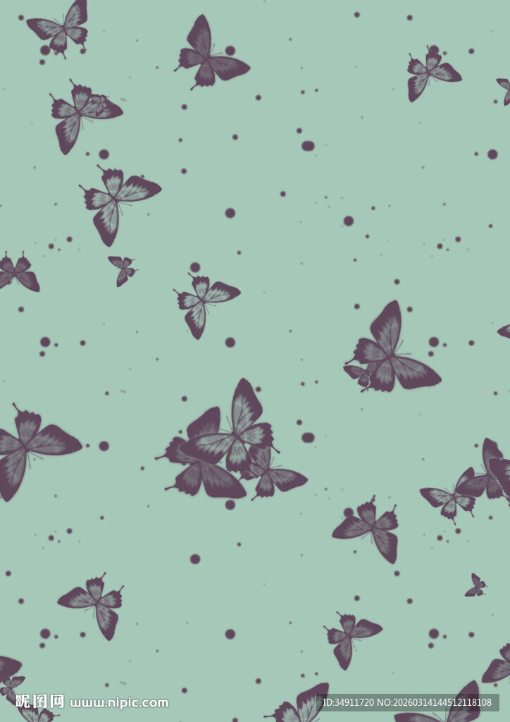 淡绿背景上的紫色蝴蝶图案