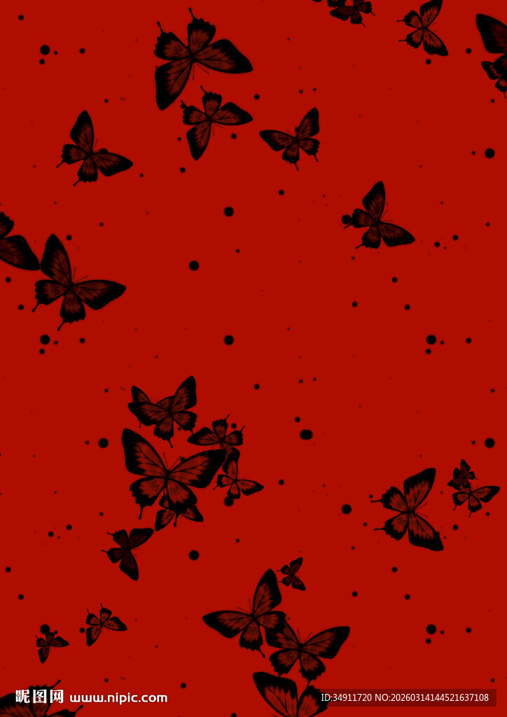 红底群蝶飞舞图案