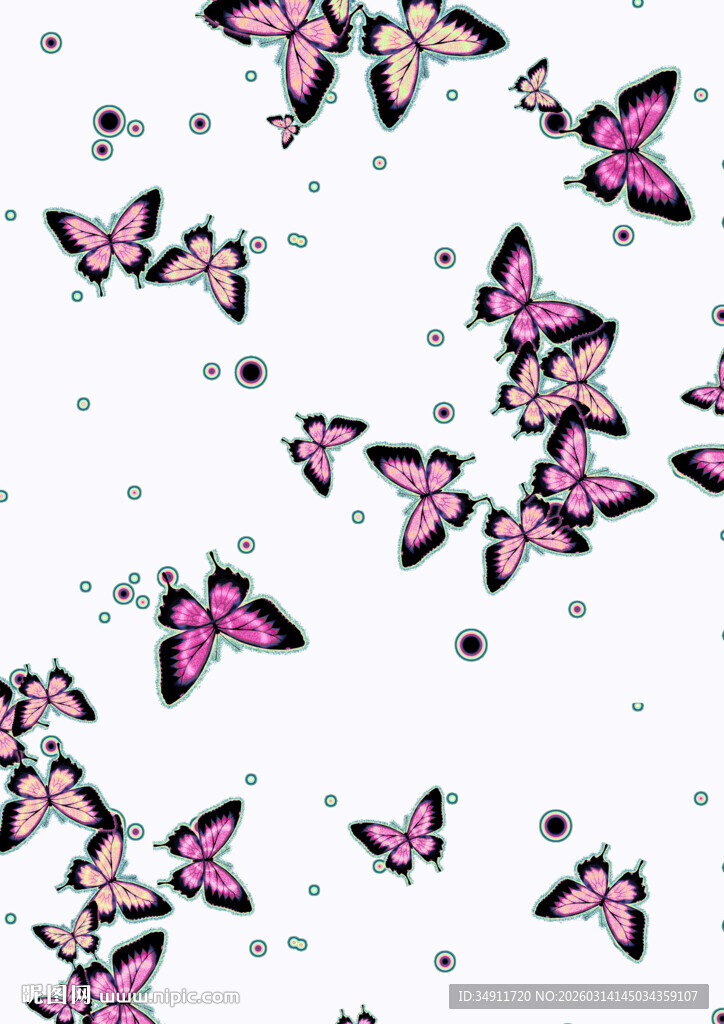 飞舞的梦幻粉色蝴蝶图案
