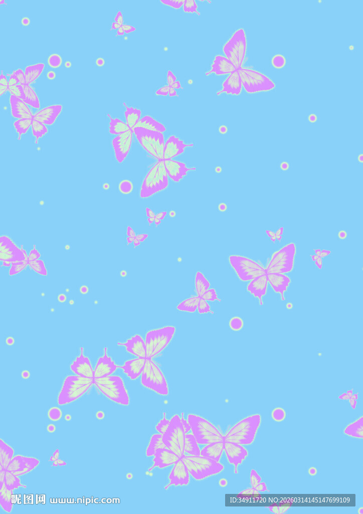 梦幻粉蓝蝴蝶背景图案