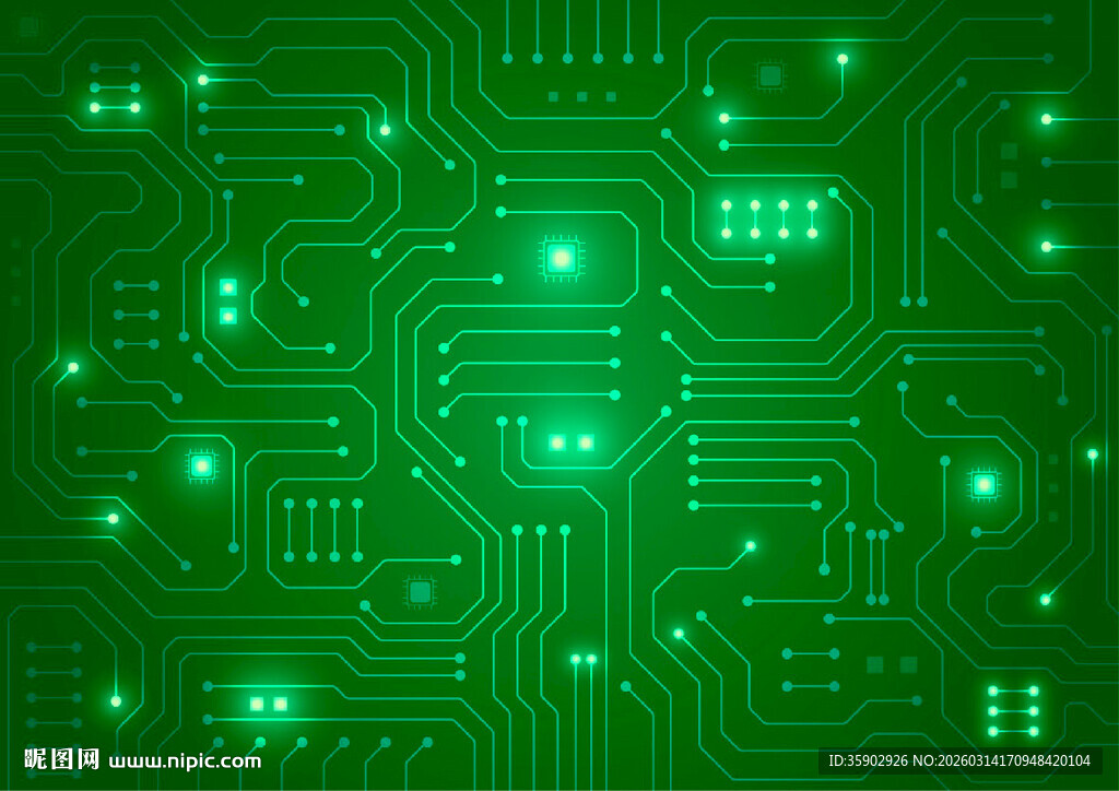 绿色发光电路板科技背景