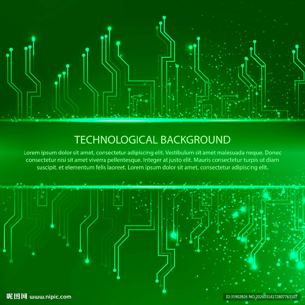 科技感绿色电路板背景图