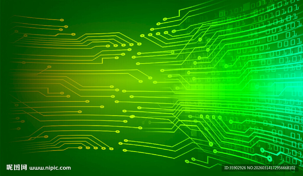 绿色科技感电路板背景图
