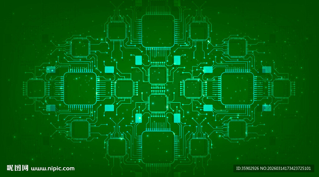 绿色科技感方块图案背景