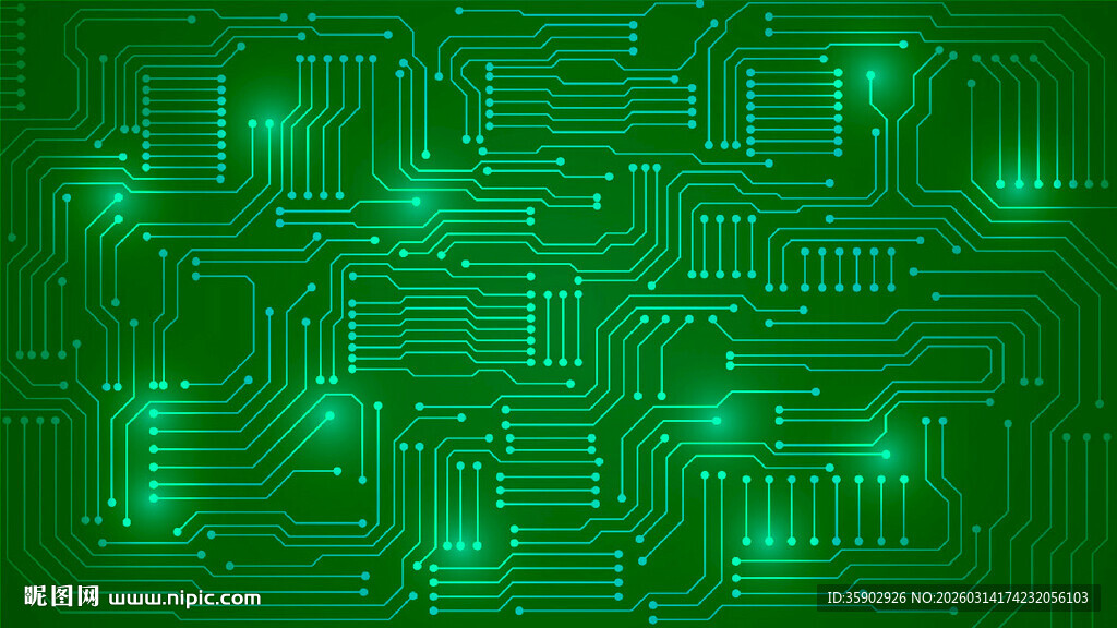 绿色电路板科技背景图