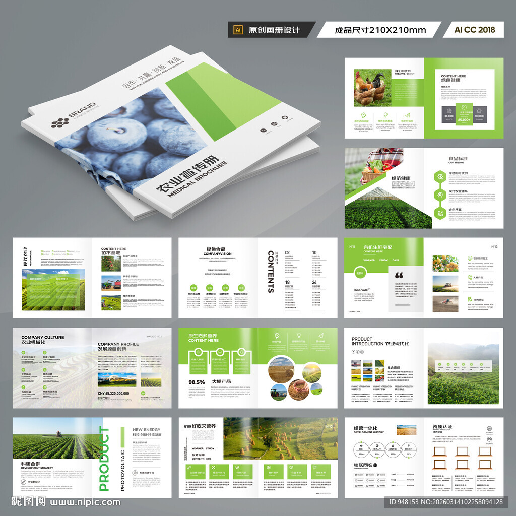 方形农业科技画册