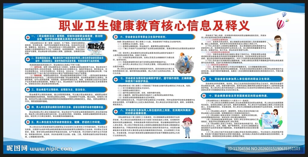 职业卫生健康教育核心信息宣传栏