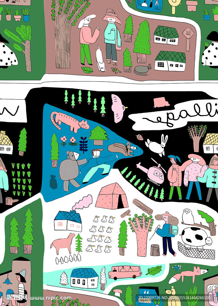 手绘环保主题创意插画