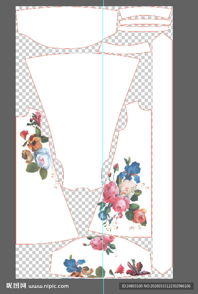 花卉图案服装裁剪图纸