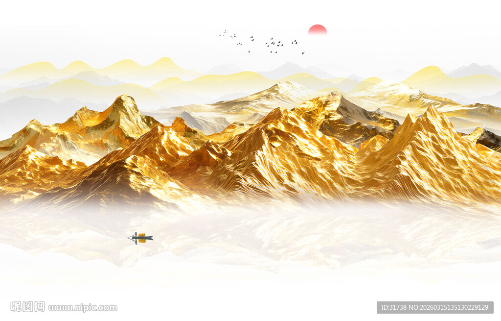 金山山水画背景墙