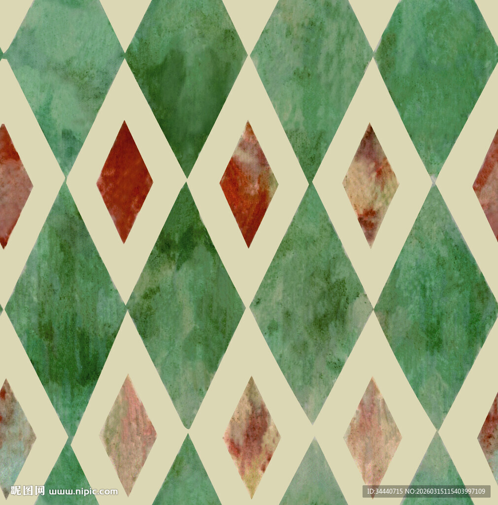 复古菱形几何花纹图案 