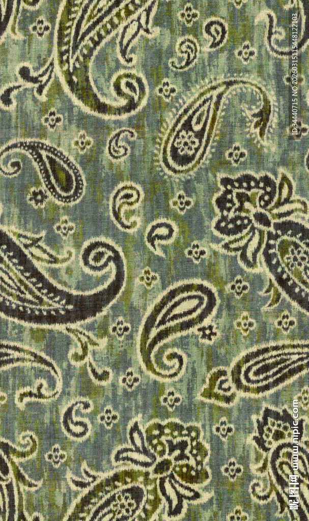 复古佩斯利花纹织物图案