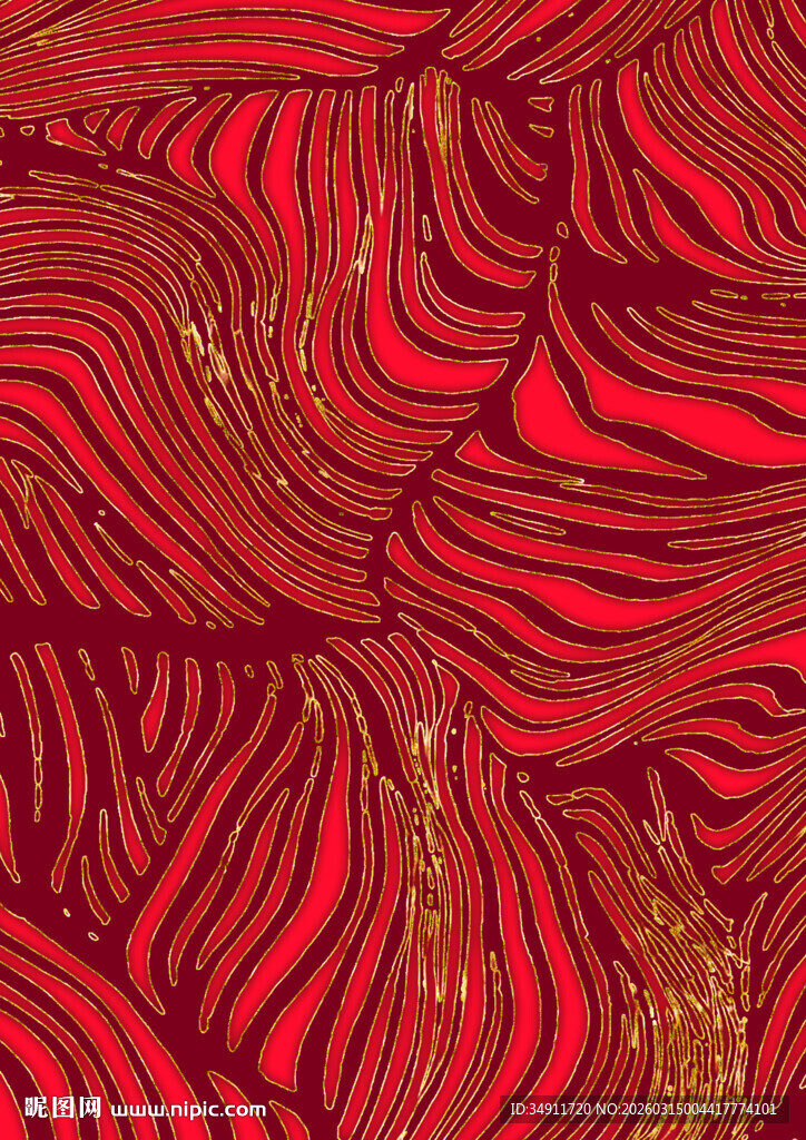 红色波浪纹理图案设计
