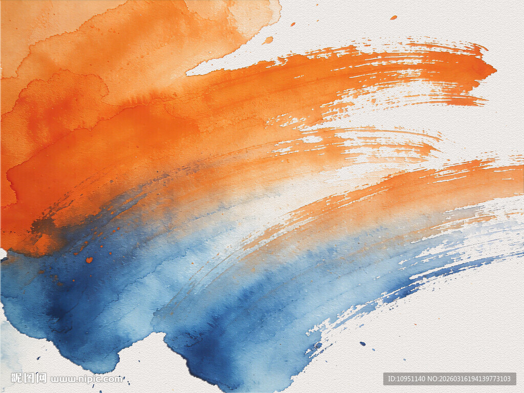 橙蓝抽象水墨背景