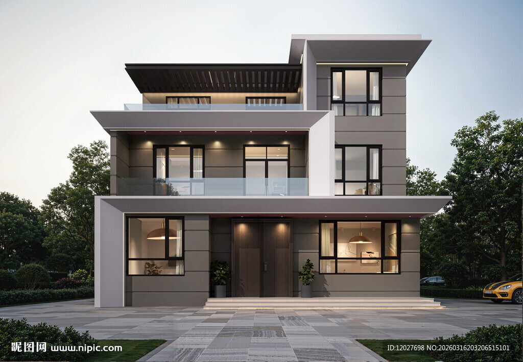 现代风格三层独栋别墅效果图设计