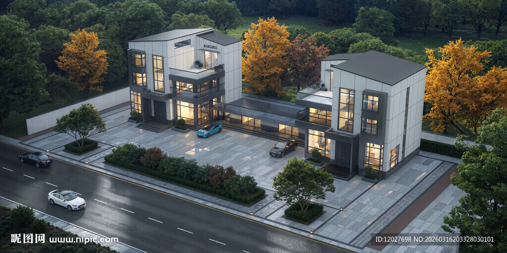 现代风格别墅鸟瞰图