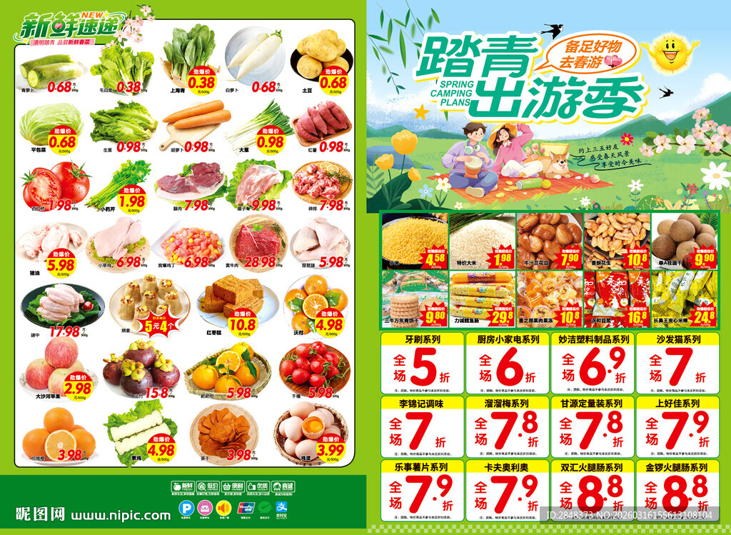超市海报春天踏青出游季DM
