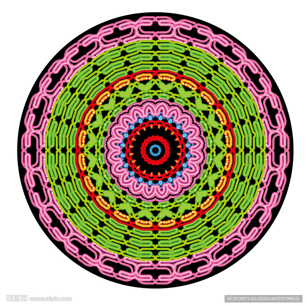 多彩圆形曼陀罗图案