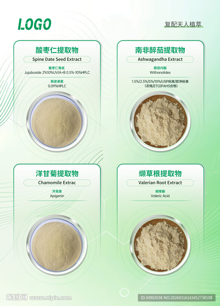 生物科学植物提取多种粉末展示图