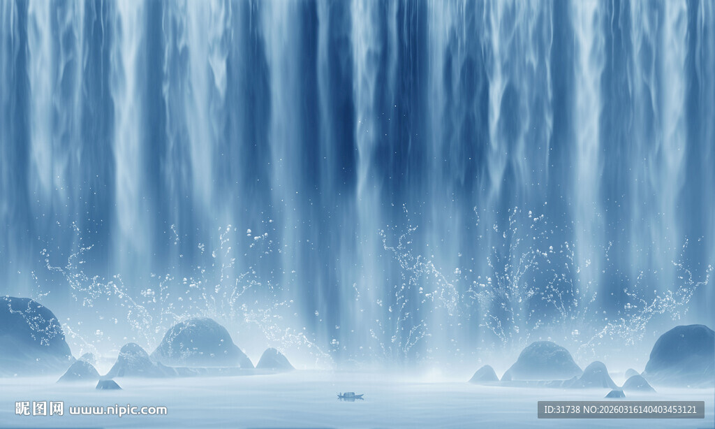 流水生财瀑布山水幕墙