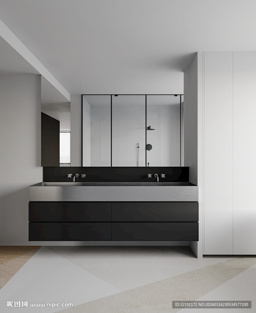 现代浴室直播间背景墙