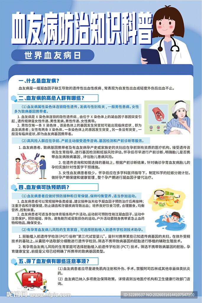血友病防治知识科普海报
