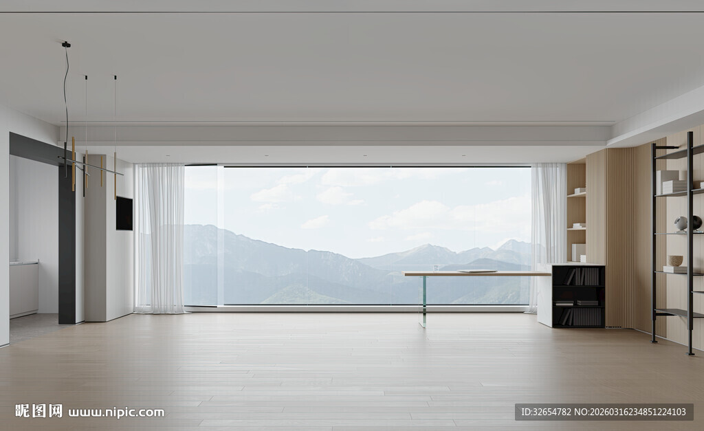 现代风格直播间背景绿幕室内效果