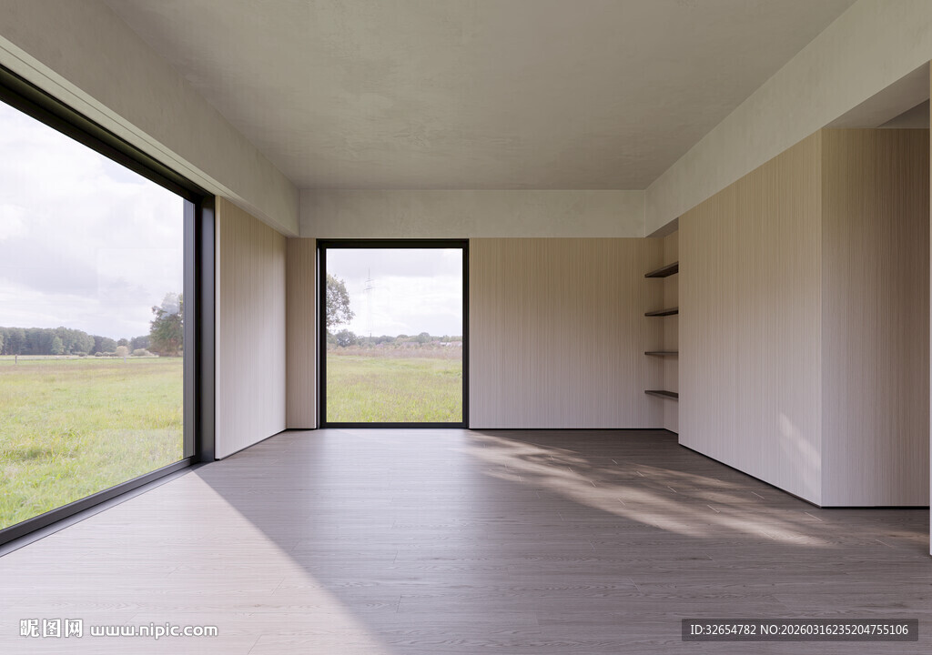 现代极简客厅空场景背景图