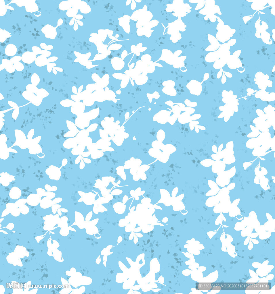 蓝色底白色碎花图案