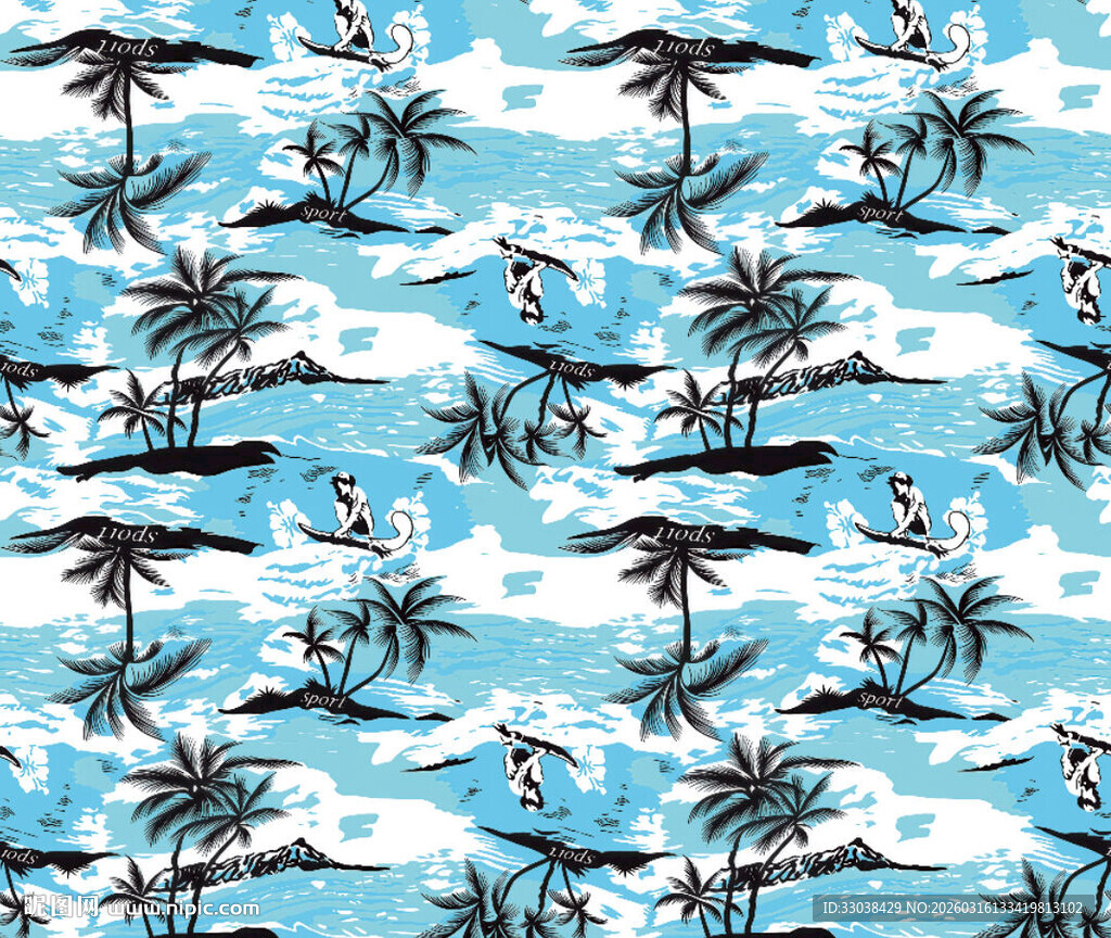 热带风情蓝底火烈鸟图案