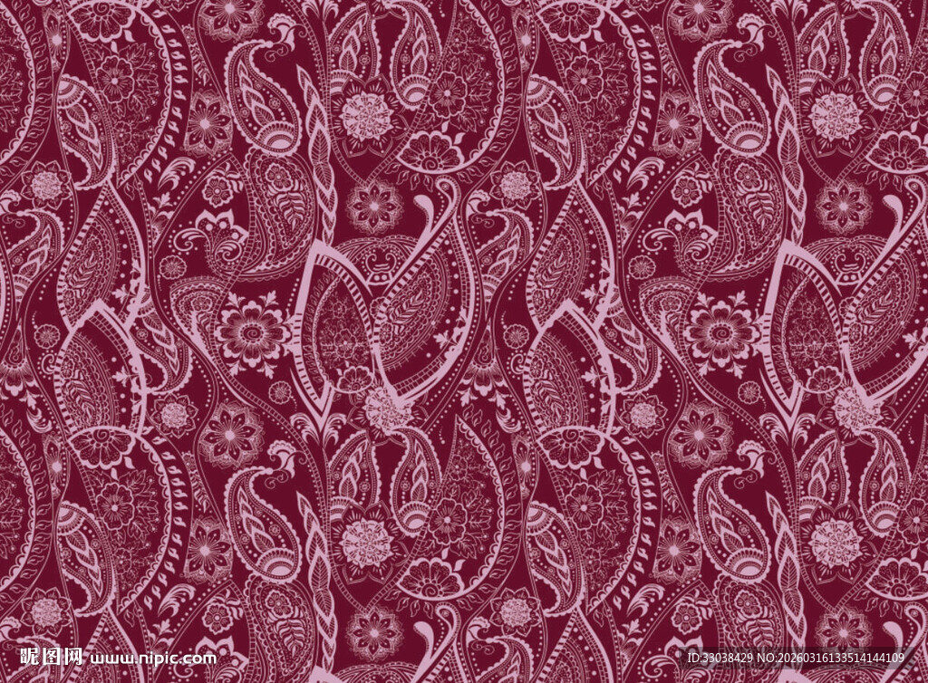 深红花纹图案背景