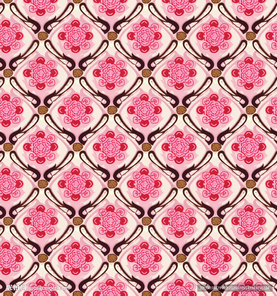 粉色花卉几何图案纹理