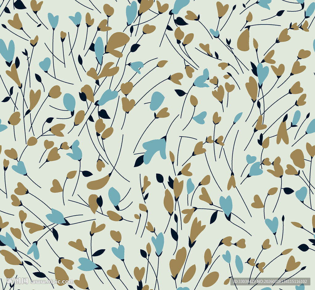 蓝棕枝叶图案纹理背景