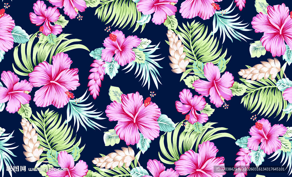 热带花卉图案背景