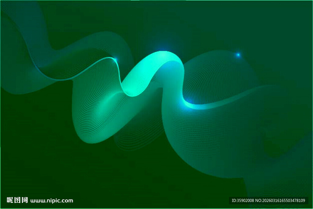 流动幻彩绿光芒背景图
