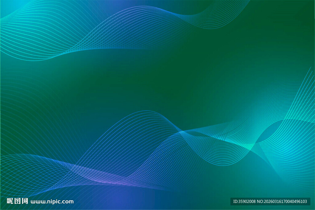 蓝绿渐变梦幻波浪背景