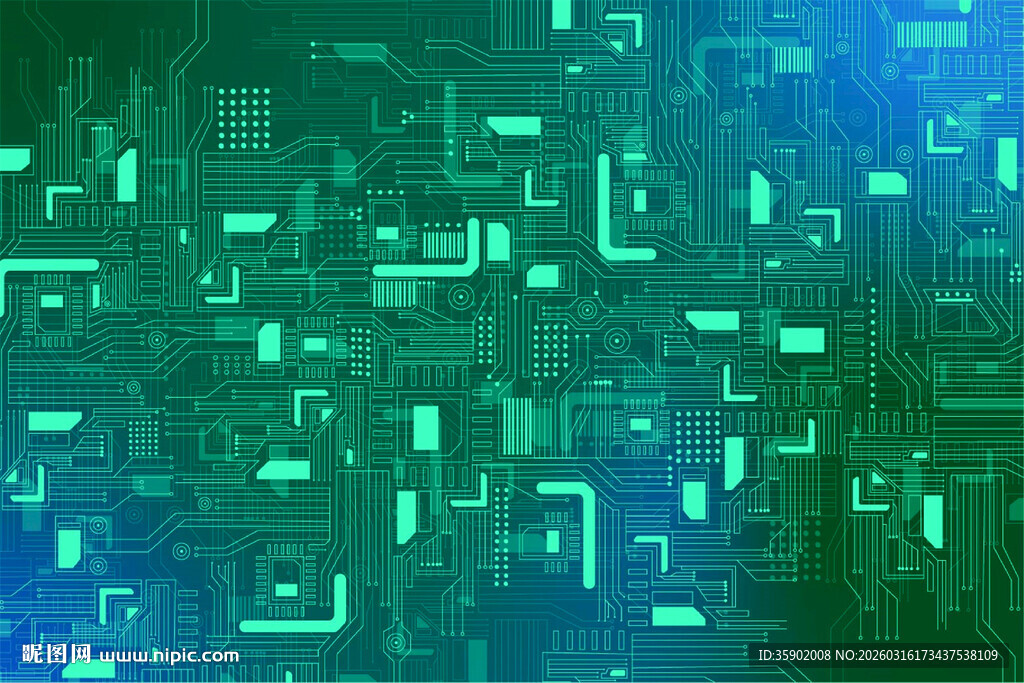 科技感绿色数字矩阵背景