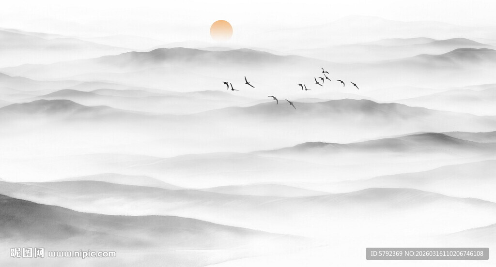 中式山水意境图