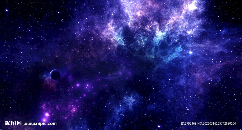 蓝紫宇宙星空灯箱背景