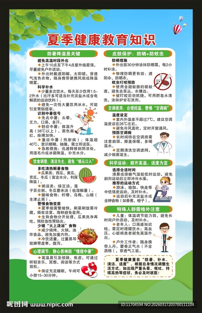 夏季健康教育知识海报