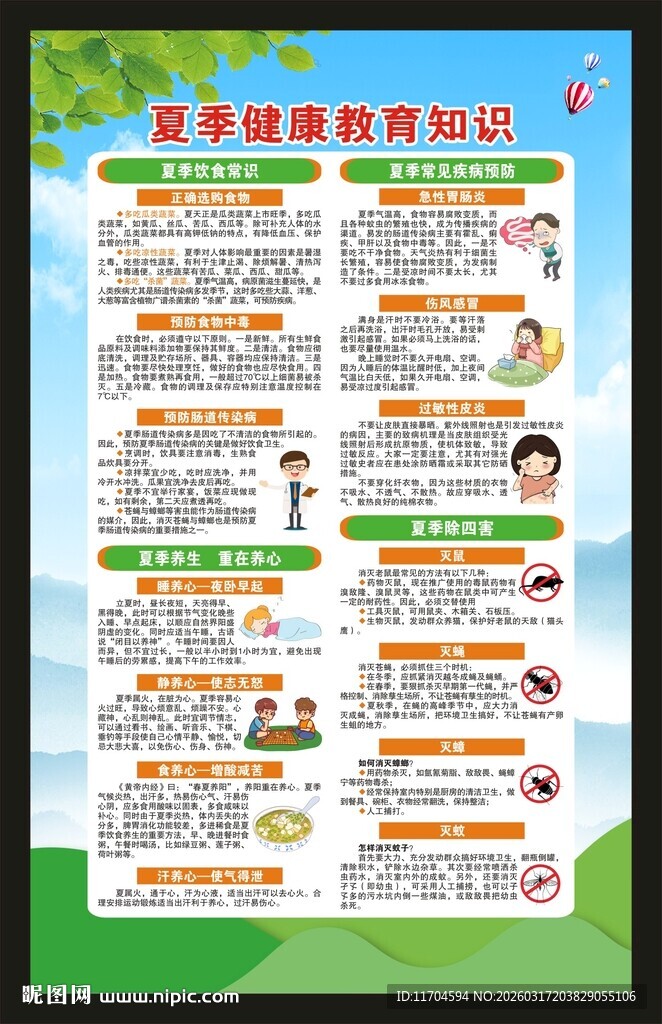 夏季健康教育知识海报