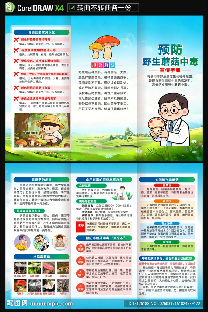 预防毒蘑菇中毒三折页