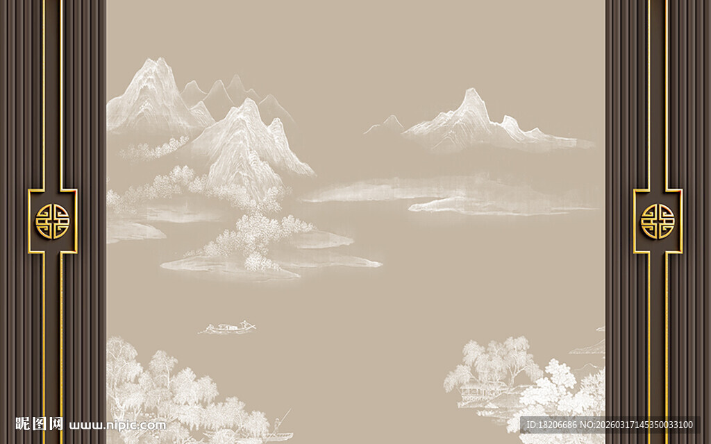 宋氏美学线描山水形象墙