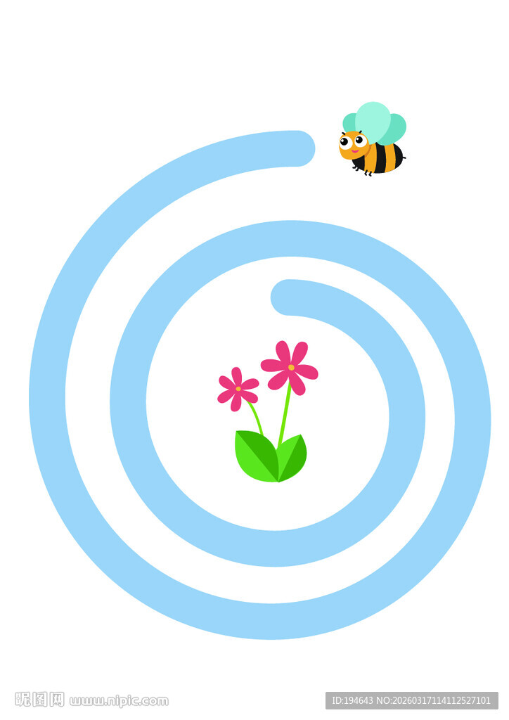 蜜蜂绕花螺旋路径图示