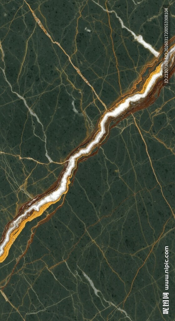 金色纹理墨绿色大理石